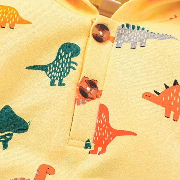 Dinosaur Print Variable Romper Long Sleeve with Spikes on Cap - Image 4