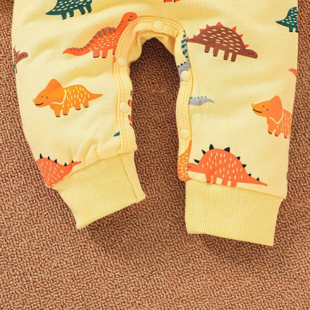 Dinosaur Print Variable Romper Long Sleeve with Spikes on Cap - Image 5