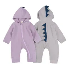 Dinosaur Hoodie Romper Long Sleeve Zip Up