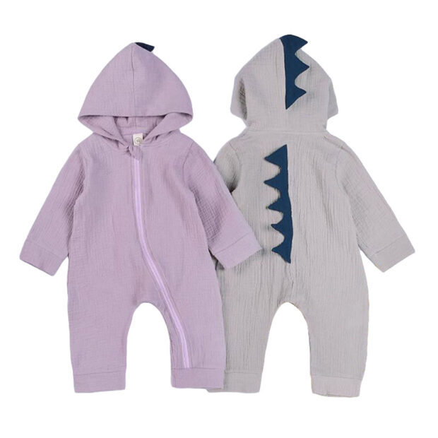 Baby Dinosaur Hoodie Romper Zip Up