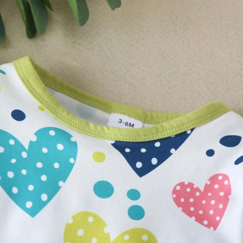 Dotted Hearts Pattern Pajamas Romper Long Sleeve - Image 3