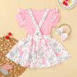 Baby Easter Bunny Flower Pattern Suspender Dress