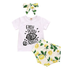 Baby Girl Easy Peasy Letter Print Top & Bloomers