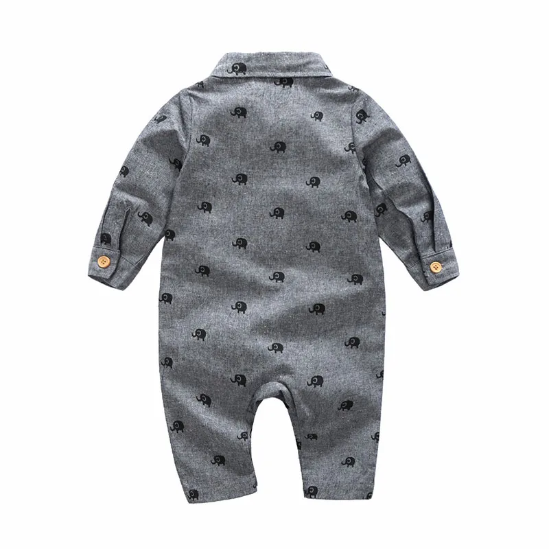 Baby Boy Long Sleeves Elephant Print Romper Jumpsuit - Image 2