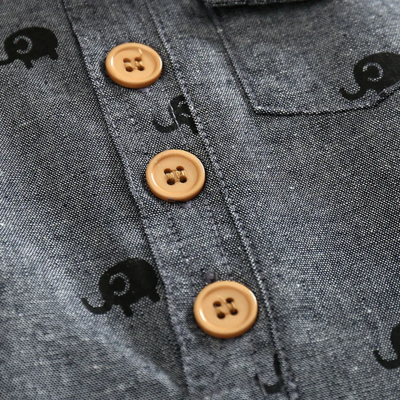 Baby Boy Long Sleeves Elephant Print Romper Jumpsuit - Image 5