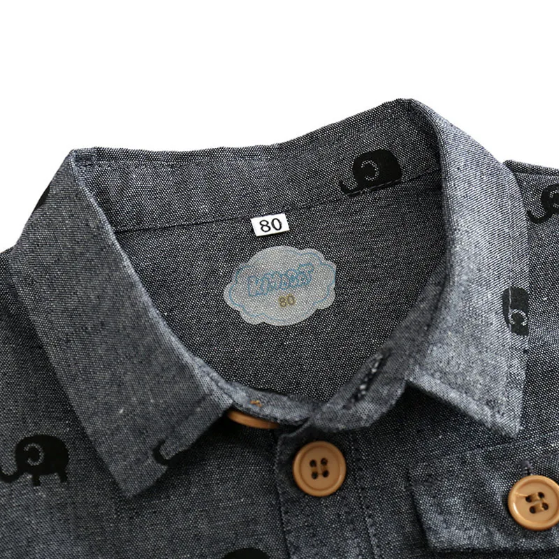 Baby Boy Long Sleeves Elephant Print Romper Jumpsuit - Image 3