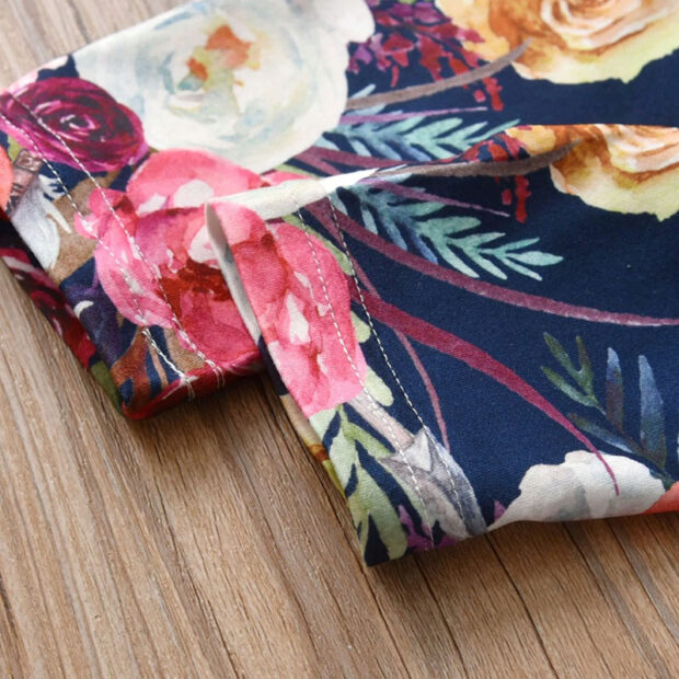 Baby Girl Floral Butterfly Shoulder Onesie, Pants, Ribbon Headband Long Sleeve 3 pcs Set - Image 7