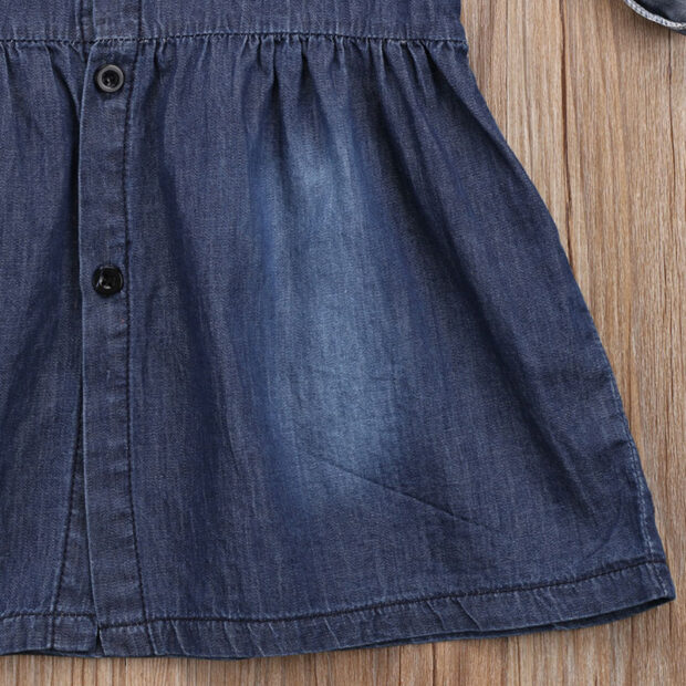 Button Up Faded Denim Dress Long Sleeve - Image 6