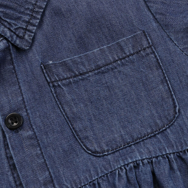 Button Up Faded Denim Dress Long Sleeve - Image 4