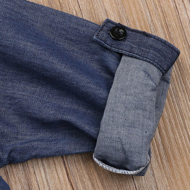 Button Up Faded Denim Dress Long Sleeve - Image 5
