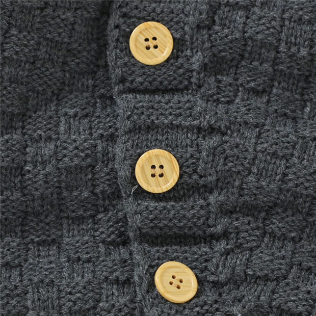 Faux Fur Knitted Hoodie Romper Long Sleeve Button Up - Image 5