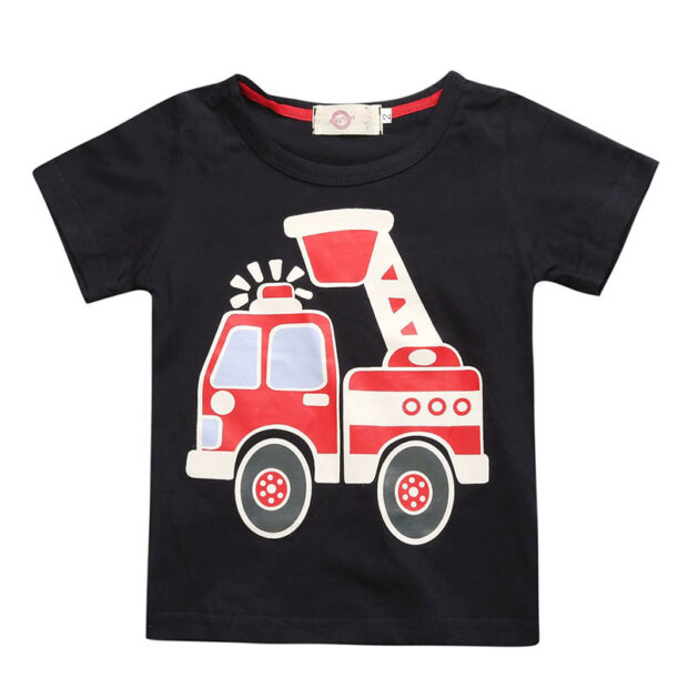 Toddler Fire Truck T-Shirt & Suspenders Jeans