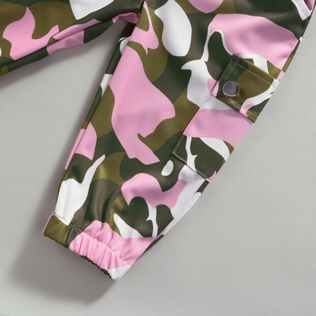 Flamingo Print Elastic Pants with Belt & Sweatshirt Long Faux Fur Sleeve Outfit - Image 5