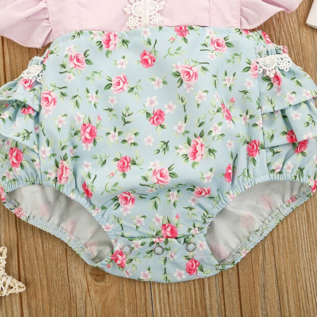 Baby Floral Patchwork Open Back Romper