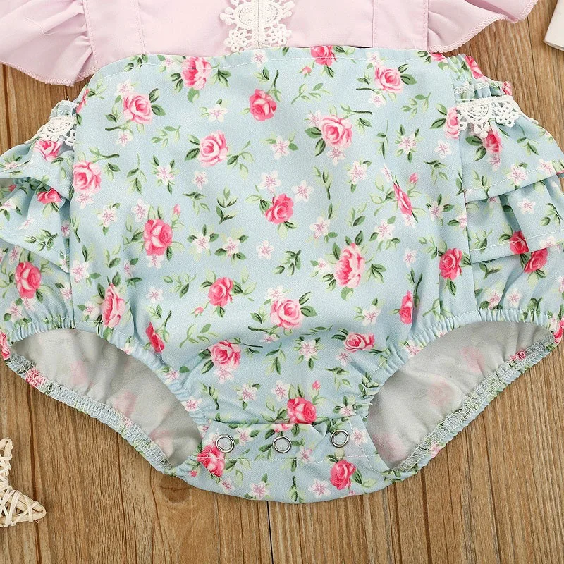 Floral Patchwork Bodice Romper Open Back Sleeveless for Girls - Image 4