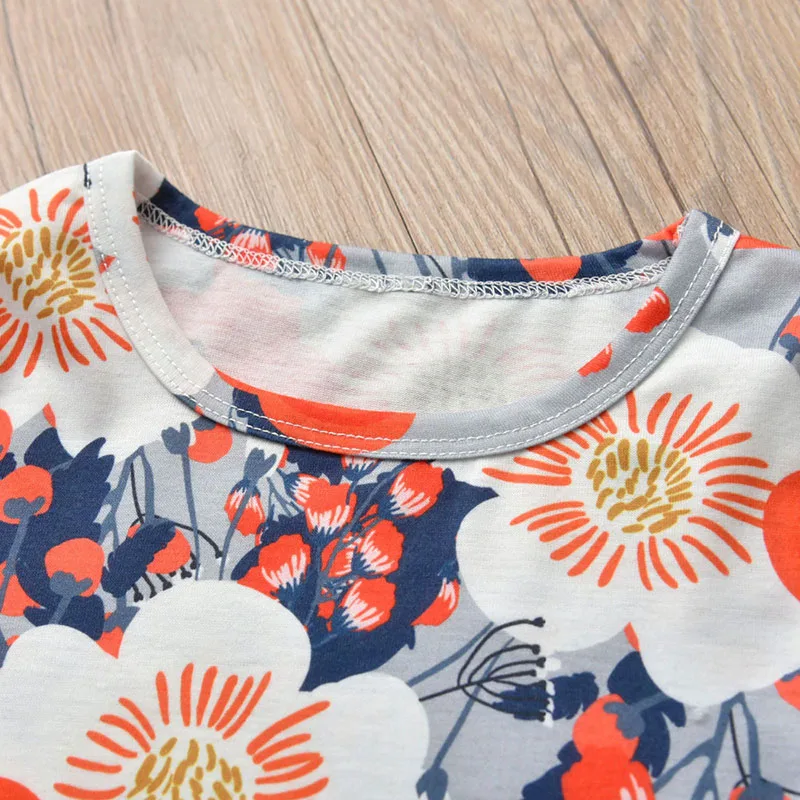 Baby Floral Print One-Piece Jumpsuit with Ribbon Headband Long Sleeve 2 pcs Set - Image 3