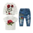 Toddler Floral Sequin Pants & Rose Top