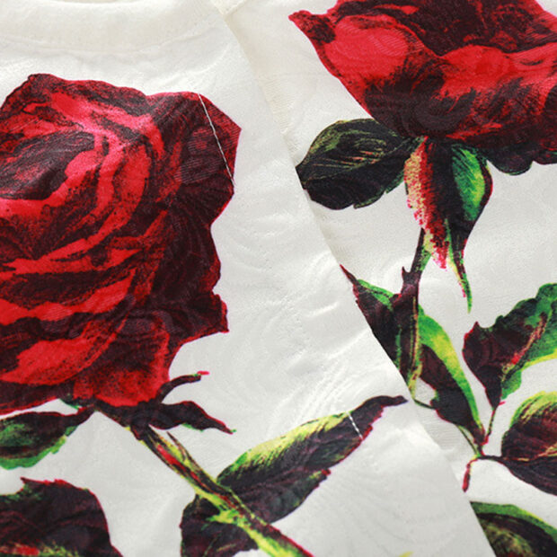 Toddler Girl Rose Print Track Jacket, T-Shirt & Floral Sequin Denim Jeans - Image 3
