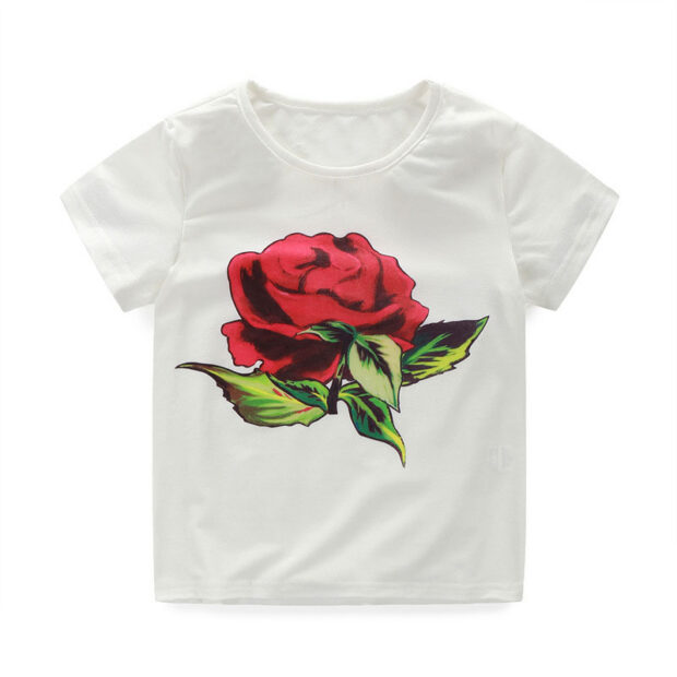 Toddler Girl Rose Print Track Jacket, T-Shirt & Floral Sequin Denim Jeans - Image 4