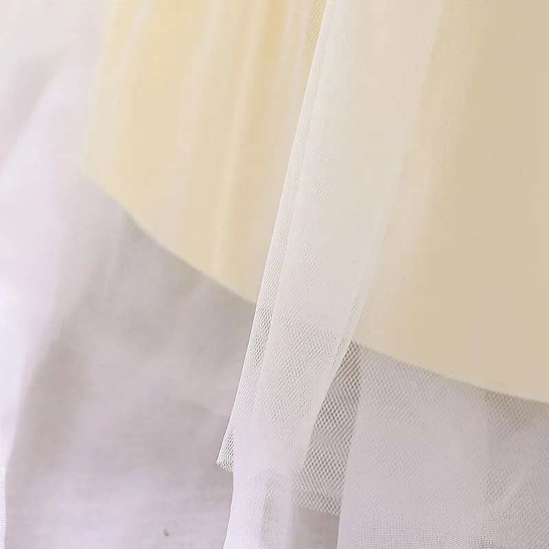 Princess Flower Patch Shoulder Strap Ruffled Wedding Gown Sleeveless - Image 7