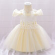 Princess Flower Patch Shoulder Strap Ruffled Wedding Gown Sleeveless