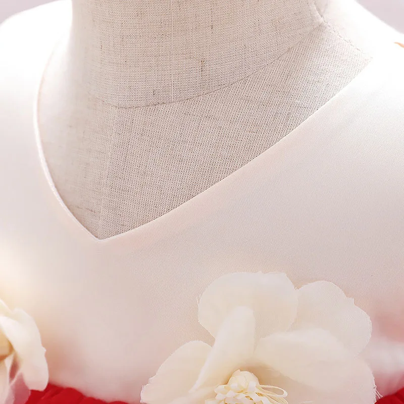 Princess Flower Patch Wedding Tulle Dress Tiered Sleeveless - Image 2