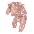 Flower Pattern Pullover Sweatshirt & Sweatpants Long Sleeve