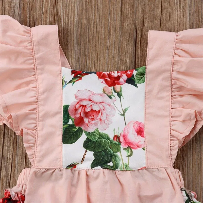 Flower Pattern Suspender Romper Sleeveless Open Back - Image 3