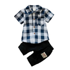 Baby Checkered Pattern Flannel Shirt & Shorts