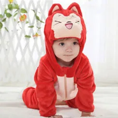 Baby Red Fox Long Sleeves Zipper Hooded Jumpsuit Costume