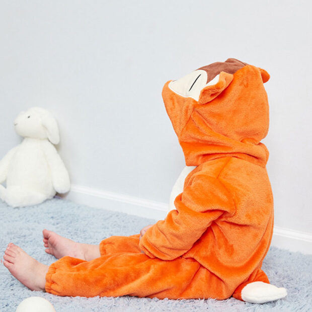 Baby Animal Fox Dressup Fleece Hoodie Jumpsuit Coverall for Boys & Girls - Image 6