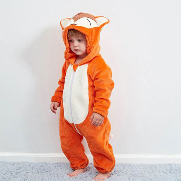 Baby Animal Fox Dressup Fleece Hoodie Jumpsuit Coverall for Boys & Girls - Image 3