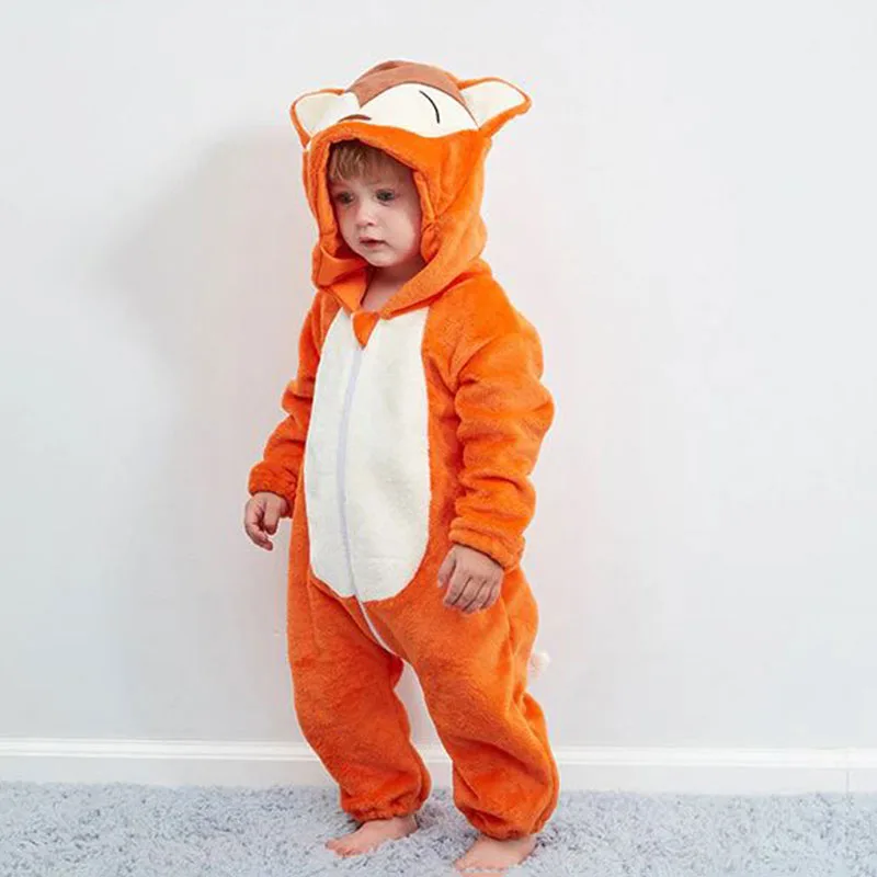 Baby Animal Fox Dressup Fleece Hoodie Jumpsuit Coverall for Boys & Girls - Image 3