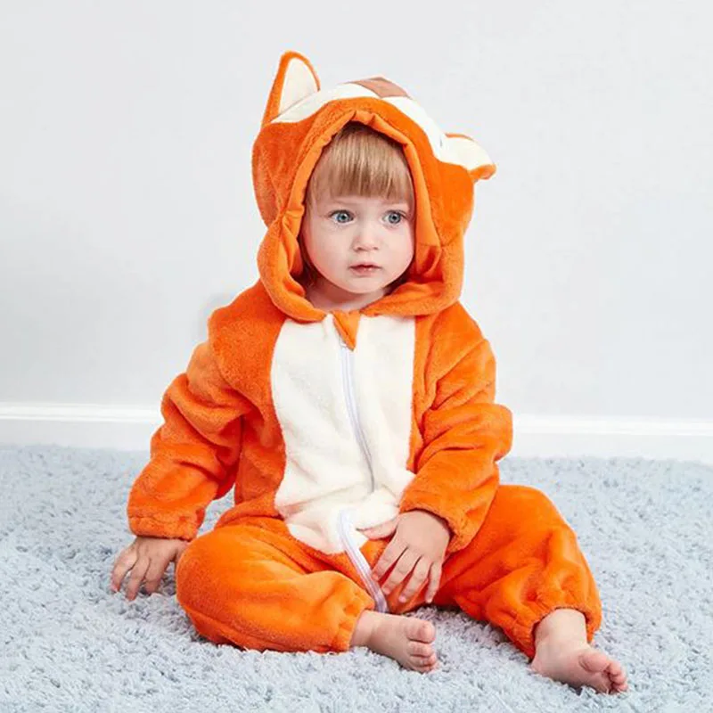 Baby Animal Fox Dressup Fleece Hoodie Jumpsuit Coverall for Boys & Girls - Image 4
