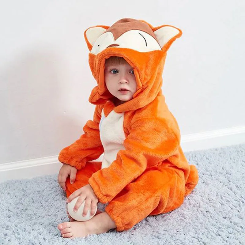 Baby Animal Fox Dressup Fleece Hoodie Jumpsuit Coverall for Boys & Girls - Image 5