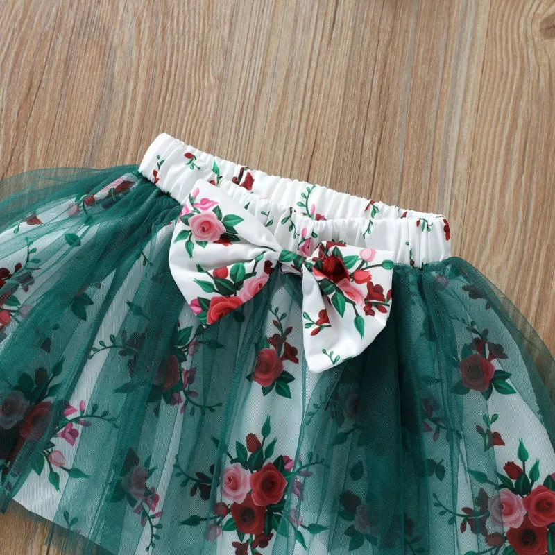 I Got it From Mama Letter Print Onesie & Floral Pattern Mesh Skirt Long Sleeve - Image 6