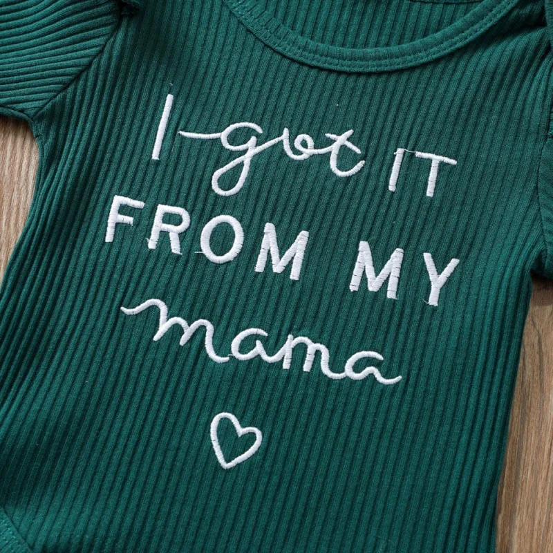 I Got it From Mama Letter Print Onesie & Floral Pattern Mesh Skirt Long Sleeve - Image 3