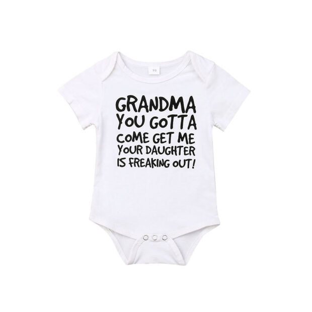 Funny Grandma Print Baby Onesie Short Sleeve