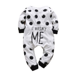 Funny Saying It Wasn't Me Sleepwear Romper Dotted Pattern Long Sleeve