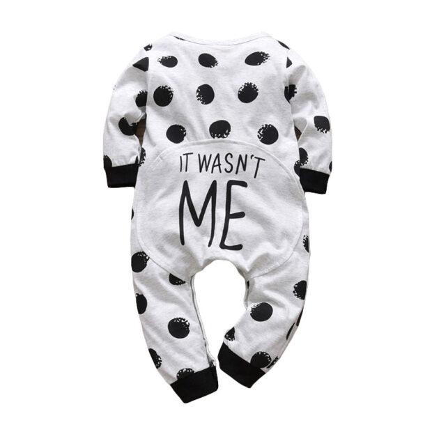 Funny Saying It Wasn't Me Sleepwear Romper Dotted Pattern Long Sleeve