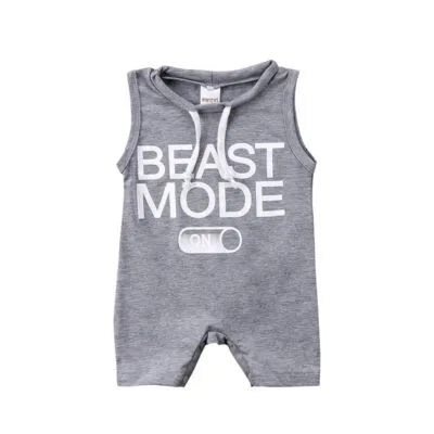 Baby Beast Mode On Romper Sleeveless Funny Print