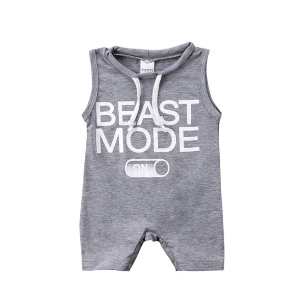 Funny Print Beast Mode On Romper Sleeveless