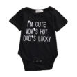 Funny Print Short Sleeve Mom's Hot Daddy's Lucky Onesie