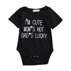 Funny Print Short Sleeve Mom's Hot Daddy's Lucky Onesie