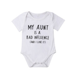 Funny Print My Aunt is a Bad Influence Onesie Short Sleeve