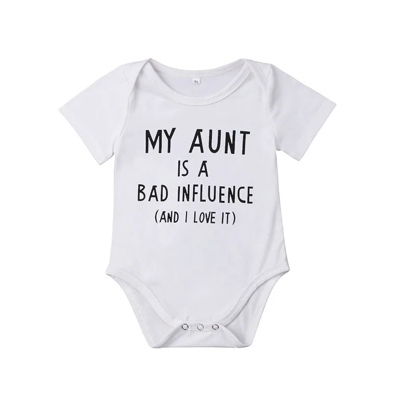 Funny Print My Aunt is a Bad Influence Onesie Short Sleeve
