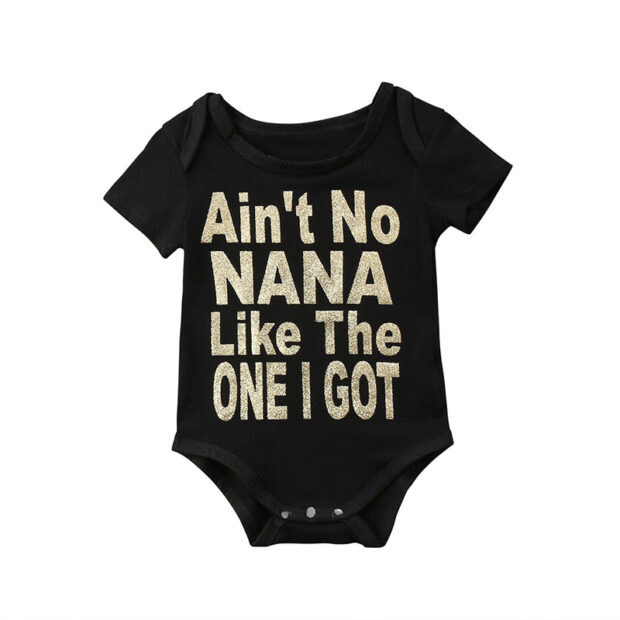 Funny Quotes Letter Print Onesie Short Sleeve - Image 2