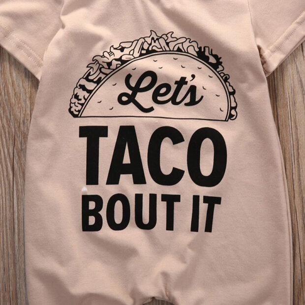 Funny Saying Let's Taco Bout It Romper Short Sleeve - Image 3