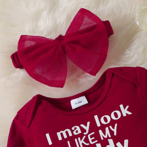 Funny Saying Look Like Dad Attitude Like Mom Tulle Dress Long Sleeve with Ribbon Headband - Image 3