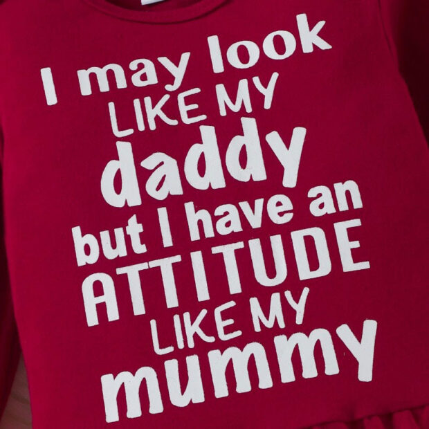 Funny Saying Look Like Dad Attitude Like Mom Tulle Dress Long Sleeve with Ribbon Headband - Image 4
